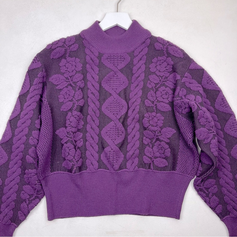 Options Vintage Purple Sweater Floral and Patterned Sweater